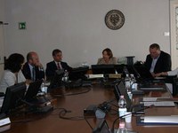 Da sinistra: Maria Cristina Landro, il prorettore e delegato alla ricerca Michele Morgante, l'assessore regionale alle finanze Francesco Peroni, Cristiana Compagno, il delegato all'amminisrazione e bilancio Stefano Miani