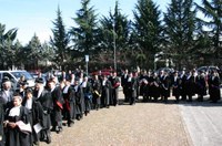 Il corteo accademico prima dell'ingresso nell'aula magna