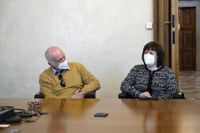 Ganna Stovpchenko e Lev Medovar durante l'incontro con il rettore