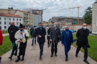 Le autorità fanno ingresso in Teatro; da sinistra Pinton, Fedriga, Gabrielli, Fontanini