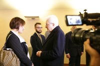 Mattarella con Stefania Collavin prima della cerimonia