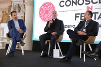 "Core Value": da sinistra, Fabio Santini (Microsoft Italia), padre Philip Larrey, don Luca Peyron