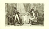 Alfred Johannot, sec. XIX: Napoleone rompe il vaso di porcellana (Udine, Palazzo Florio, 11 ottobre 1797); stampa (mm 93x 154) conservata in Biblioteca Florio