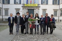 Da sinistra Francesco Curcio, Marco Sartori con i genitori, Anna Maria Zecchin, Michela Gasparotto, Roberto Pinton e i genitori di Michela